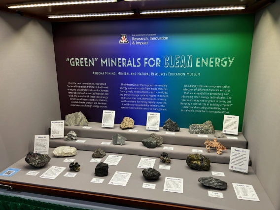 "Green Minerals for Clean Energy" special exhibit at the 2025 Tucson Gem and Mineral Show.