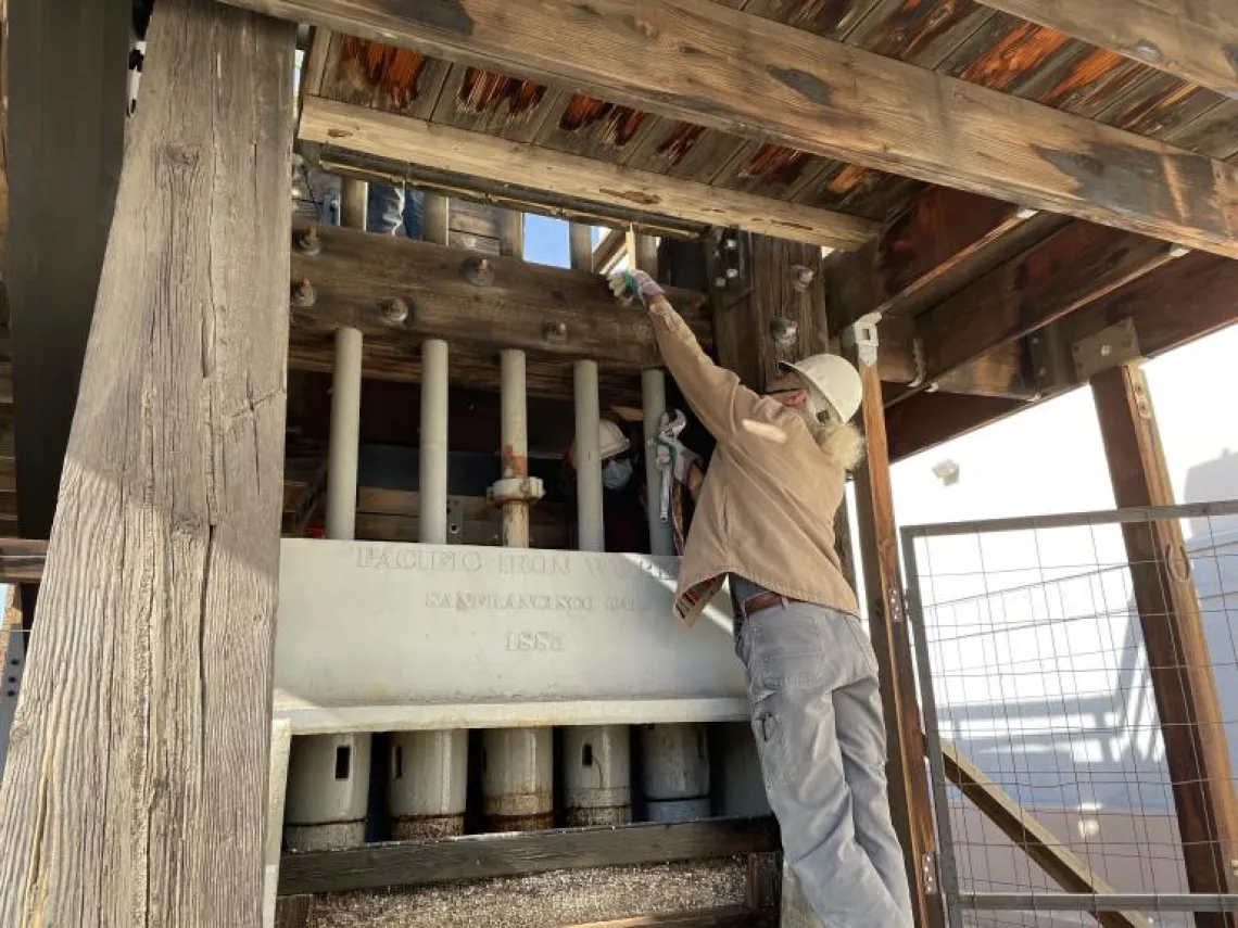 Dave working on the stamp mill.