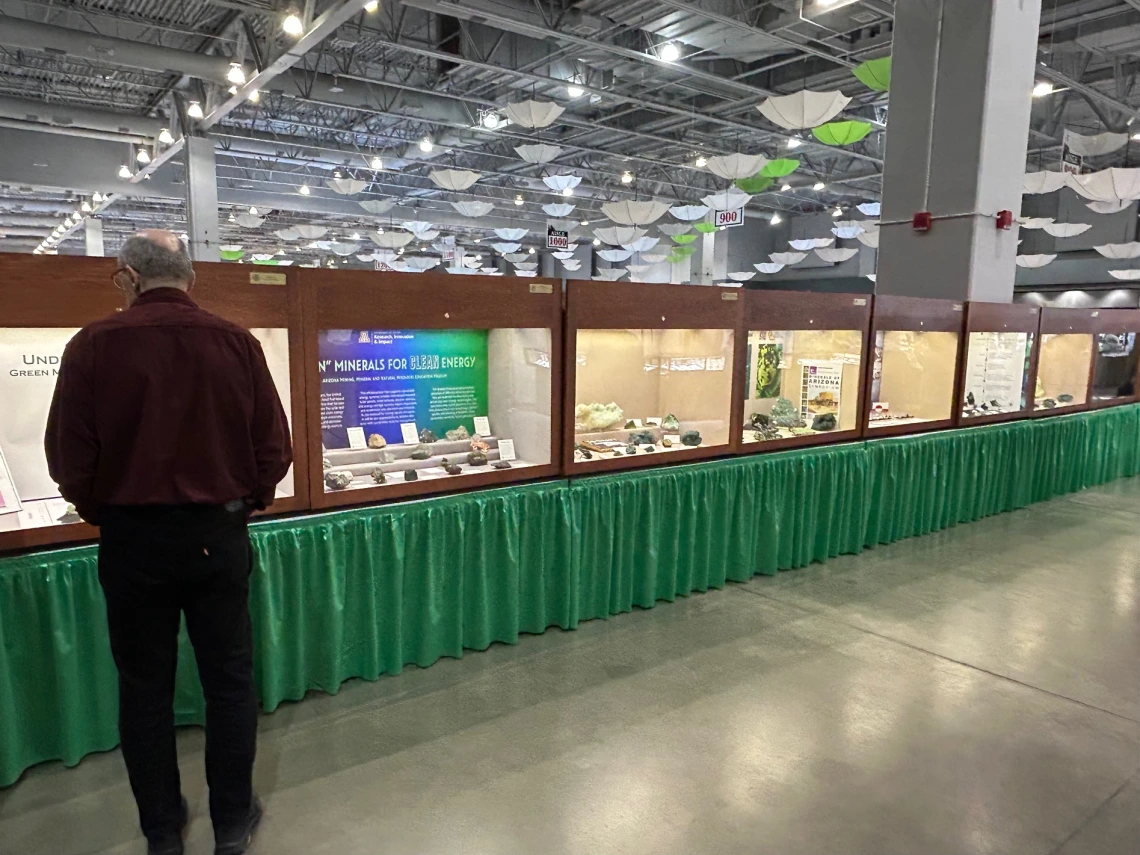 "Green Minerals for Clean Energy" special exhibit at the 2025 Tucson Gem and Mineral Show.