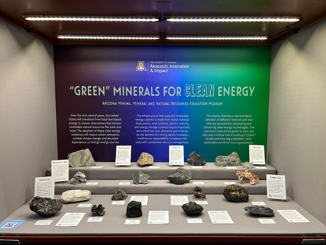 "Green Minerals for Clean Energy" special exhibit at the 2025 Tucson Gem and Mineral Show.