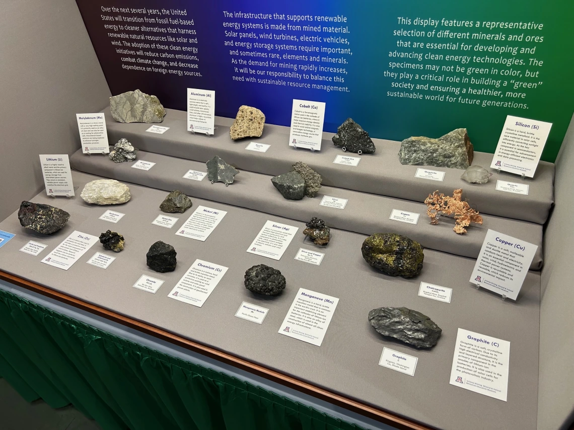 "Green Minerals for Clean Energy" special exhibit at the 2025 Tucson Gem and Mineral Show.